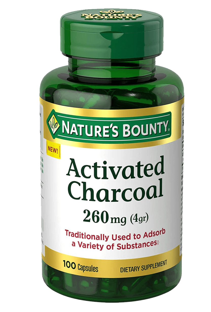 image of nature bounty activataed charcoal 260mg (4gr) in pakistan containing 100 capsules