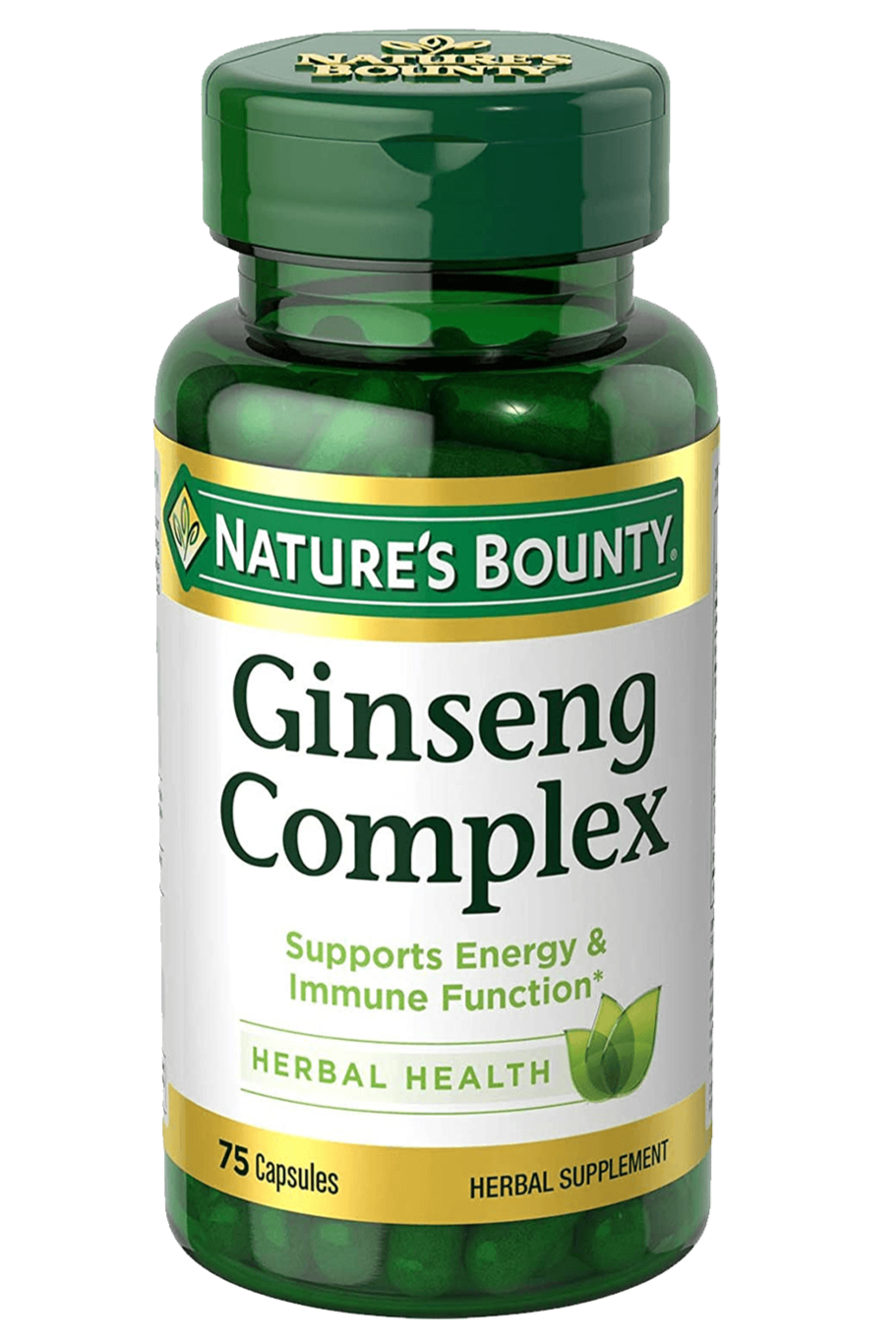 Bottle of Nature’s Bounty Ginseng Complex Capsules with Royal Jelly in pakistan containing 75 Capsules for Energy, Mental Focus & Immune Support