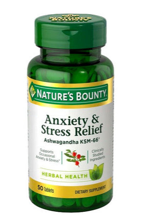 Bottle of Nature's bounty ANXIETY and stress relief in pakistan containing 50 tablets