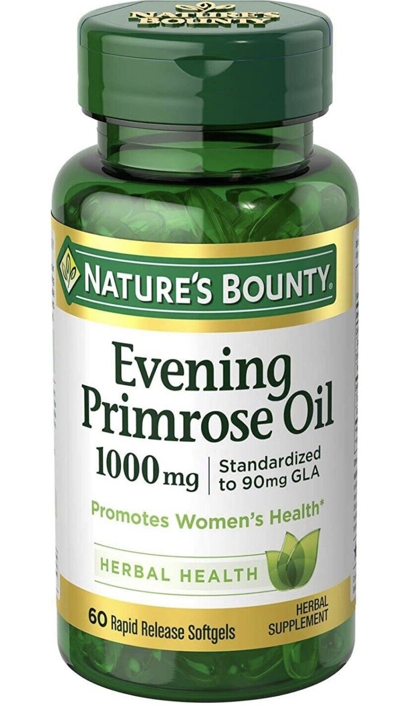 Bottle of nature's bounty evening primrose oil for women in pakistan, containing 60 rapid release softgels