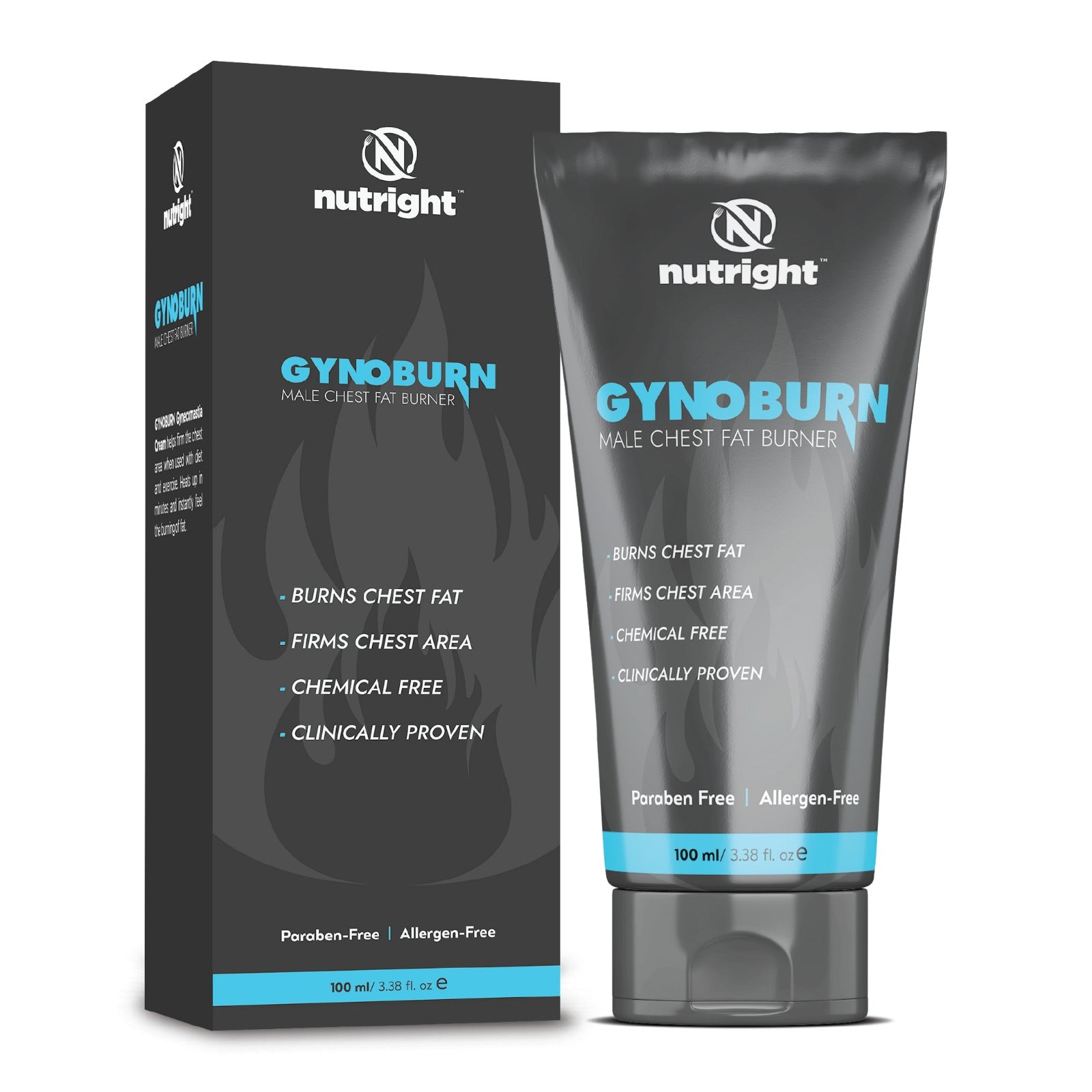 pack of gynoburan cream 100 ml, used as male chest fat burner