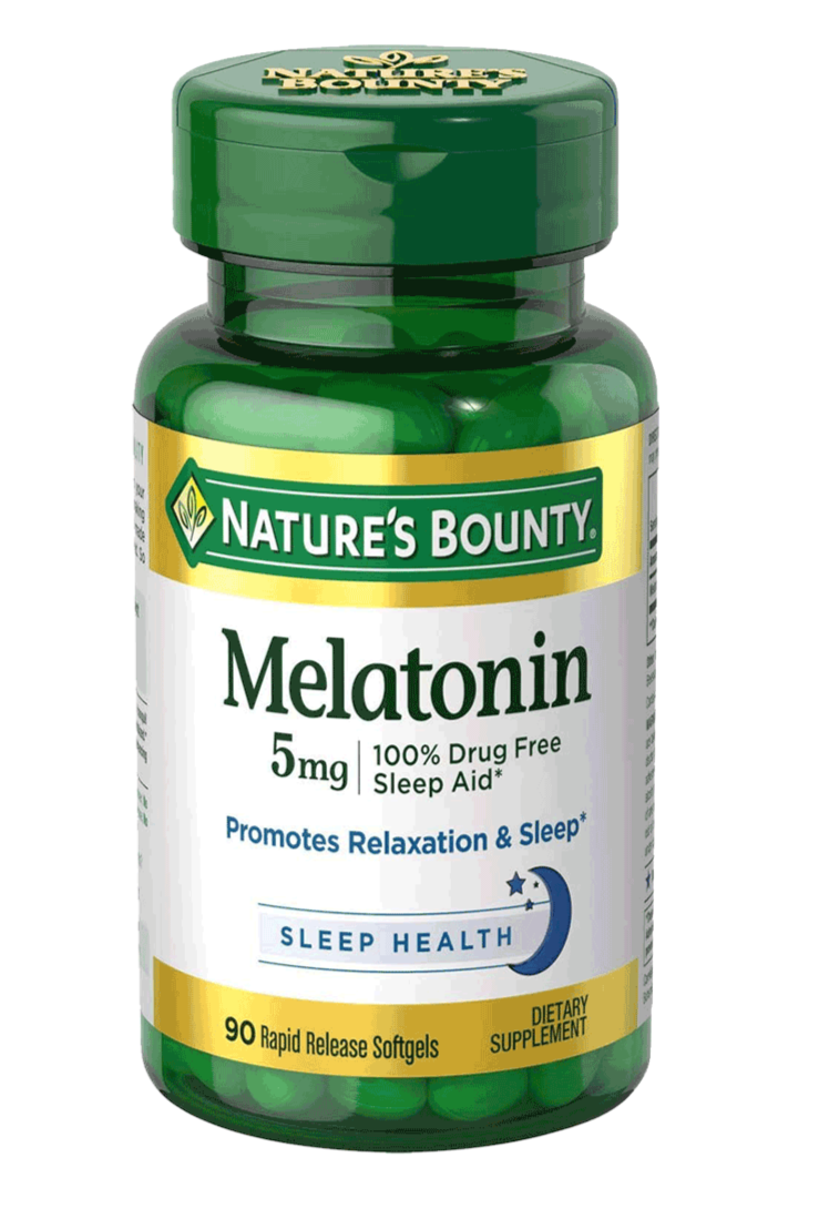 Bottle of Nature’s Bounty Melatonin 5mg in pakistan containing 90 softgels, for extra-strength natural sleep aids