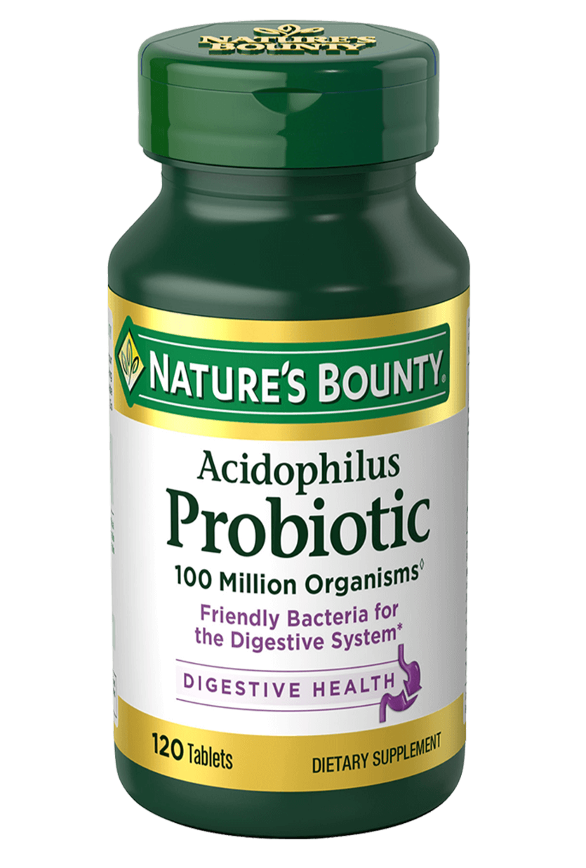 bottle of natures bounty acidophilus probiotic in pakistan containing 120 tablets for digestive health