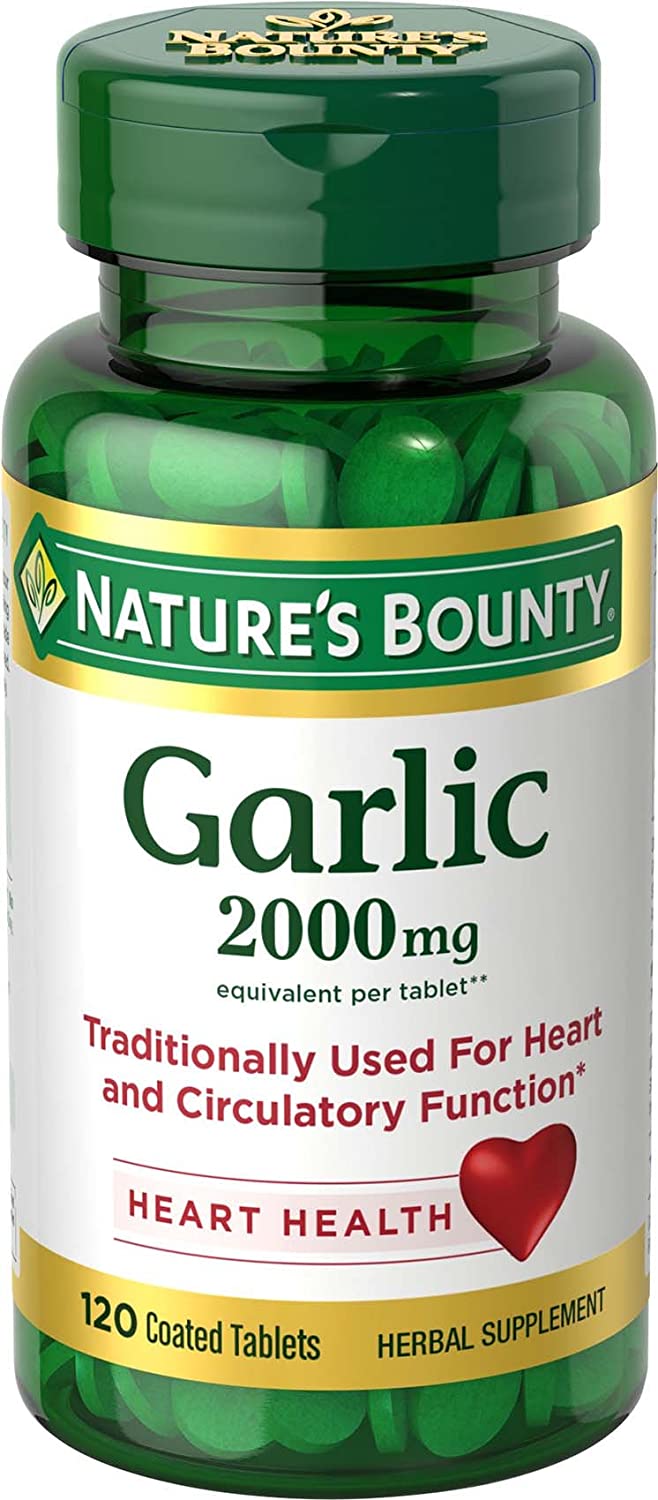 Bottle of nature's bounty garlic 2000mg in pakistan, containing 120 tablets to support heart health