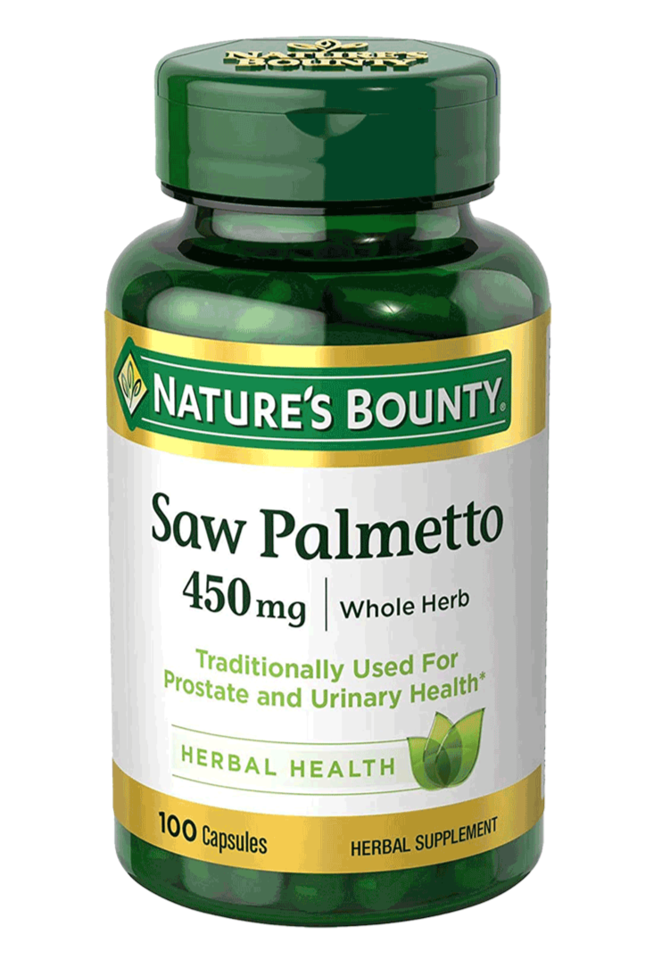 Bottle of Nature's Bounty Saw Palmetto 450mg in pakistan containing 100 capsules used for prostrate and urinary health