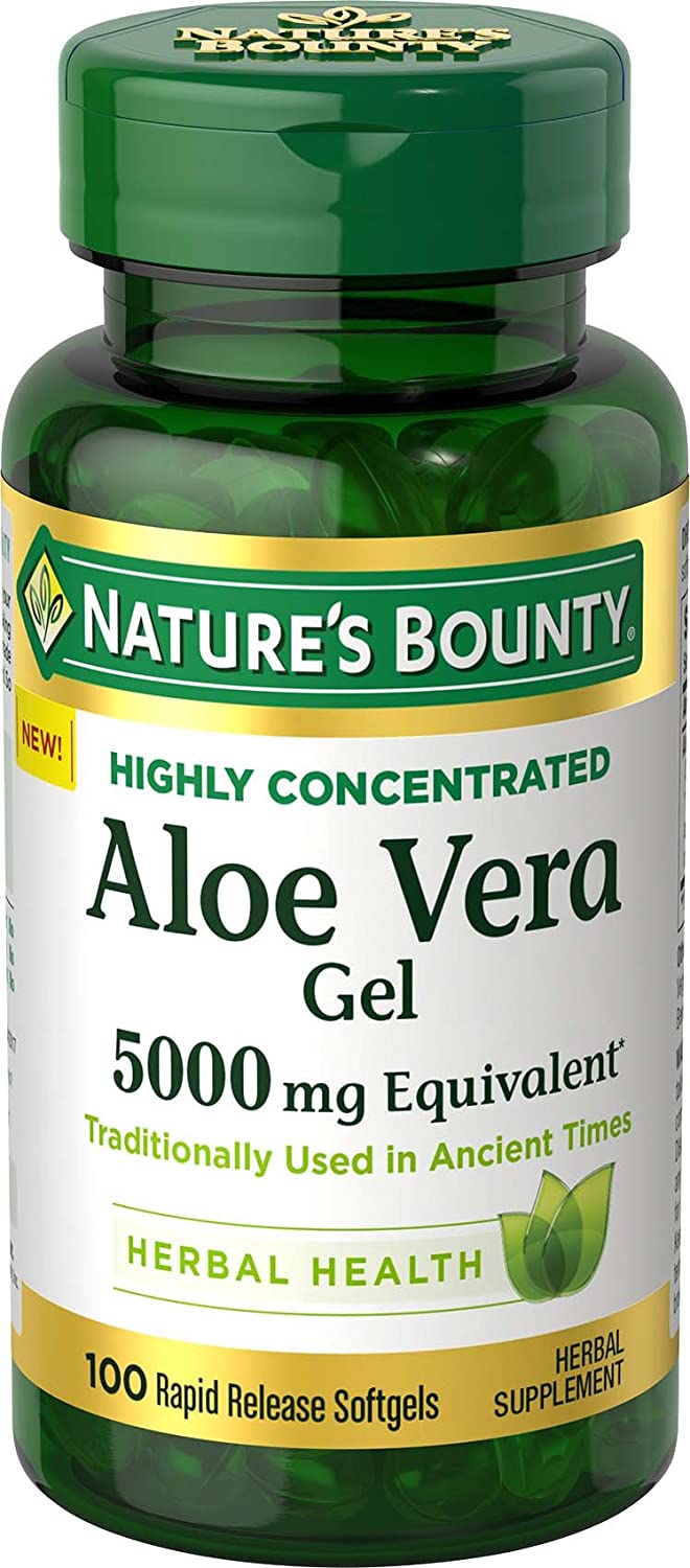 Bottle of nature's bounty highly concentrated gel-5000 mcg, containing 100 capsules.