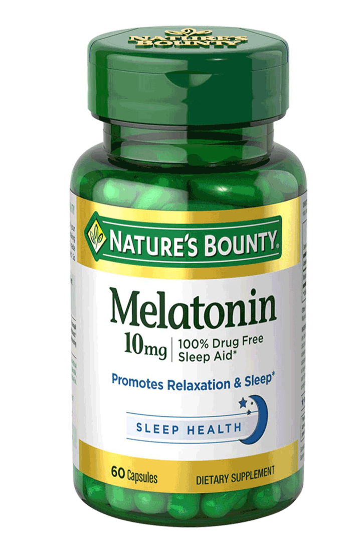 Bottle of Nature's Bounty Melatonin 10mg in pakistan containing 60 Capsules for Better Sleep and Relaxation

