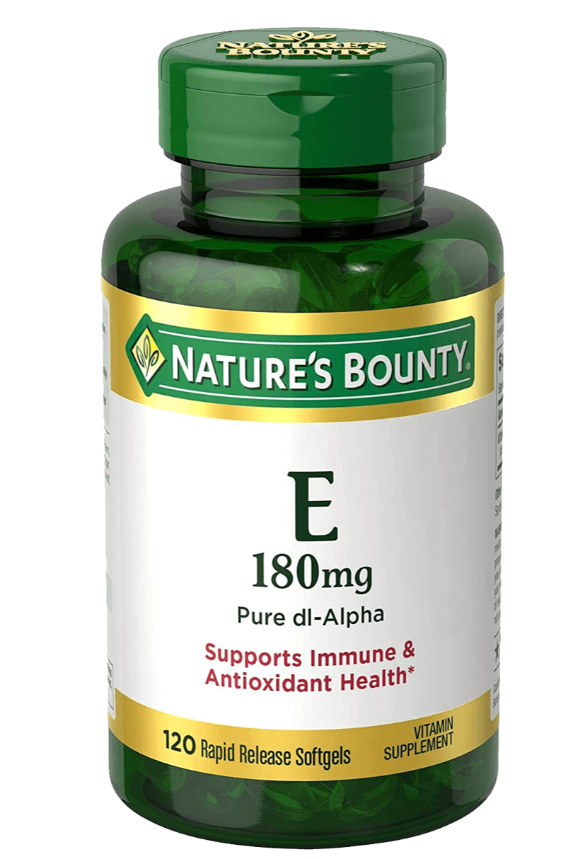bottle of nature's bounty vitamin E Pure dl Alpha 180mg in pakistan containing 120 rapid elaese softgels which support immune and antioxidant health